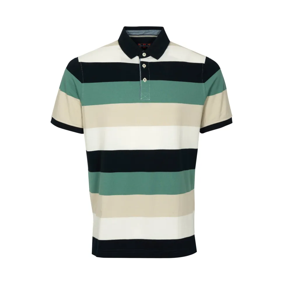 Block striped polo