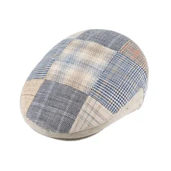 Patchwork linen flatcap