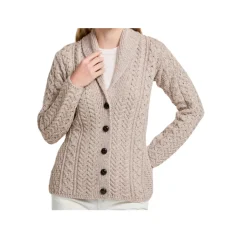Shawl collar aran cardi